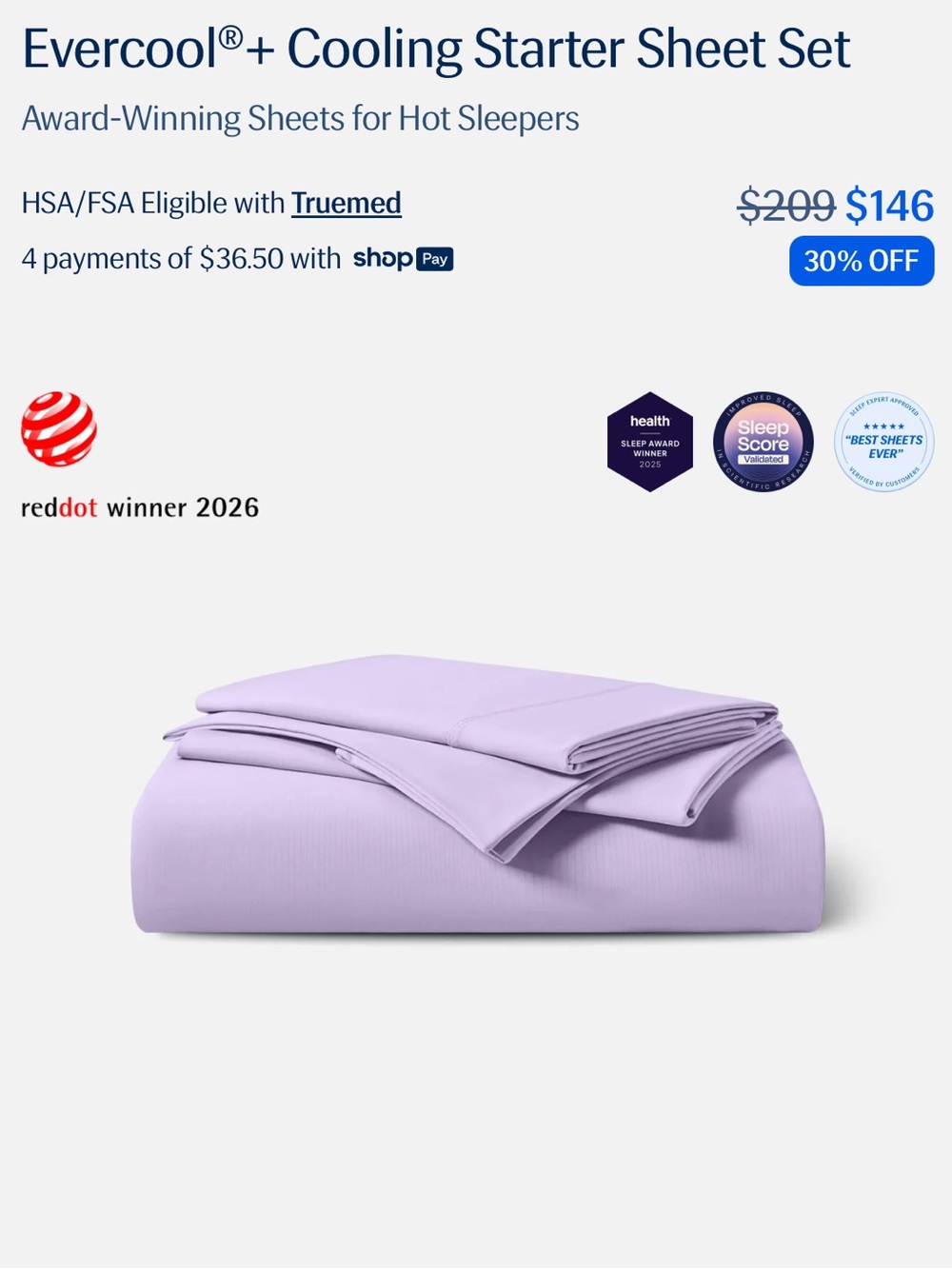 Rest Evercool+ Cooling Starter Sheet Set — Lavender 3 pcs